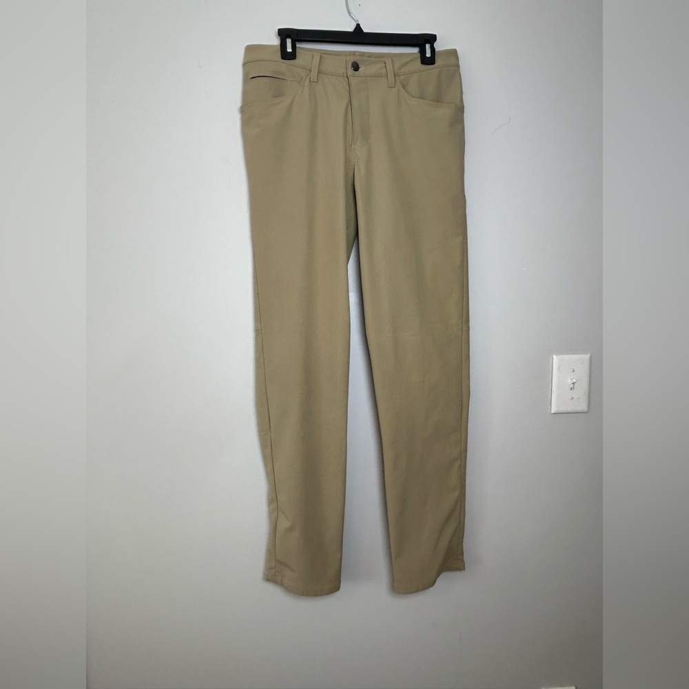 lululemon slim fit pants khaki beige size 31 stretch casual workwear